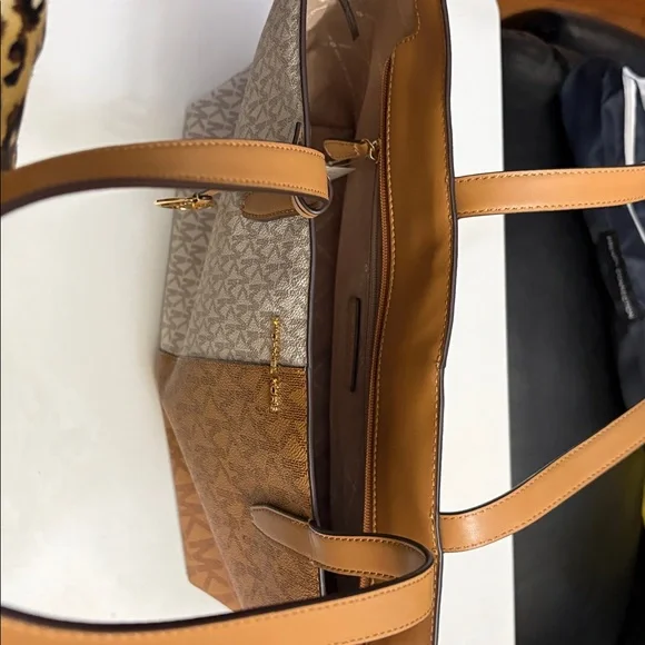 Michael Kors Two-Tone Gray and Brown Tote - Picture 2 of 4